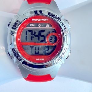 Timex Red and Silver Women's Digital Watch